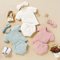 골지파스텔 유아 헤어밴드 반팔3종세트(70-110) -로로