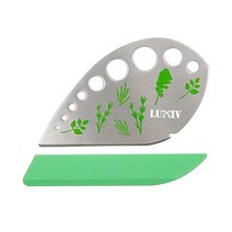 허브 스트리퍼 9홀 Luxiv 스테인레스 스틸 주방 잎 제거 도구 루즈리프 케일 면도기 근대 콜라드 그린 백리향 바질 로즈마리용 금속 필러1팩1 녹색, Green, 1