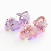 스위프 런레빗 레이스 LED 불빛 유아동 베이비 키즈 여아샌들