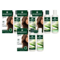 허바틴트 염색약 샴푸 컨디셔너 3종 세트 Herbatint Permanent Hair Color in 5N Light Chestnut, 4팩