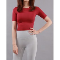 요가&필라테스 ODG 슬림해보이고 적당한기장 베스트 라운드넥 크롭T 요가복II
