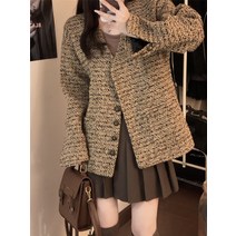 트위드자켓 헤링본 크롭자켓 상견례룩 핑크트위드 여성정장 럭셔리 체크 가벼운 여성울자켓 코디