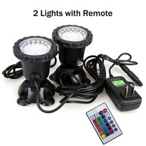 수중조명 어항조명 수중등 수중 조명 어항 수족관 led 태양광 12v rgb led 수중 조명 36led ip68 방수 수족관 스포트라이트 수영장 분수 연못 탱크 조명 조경, 리모컨이 있는 조명 2개, 나는 플러그