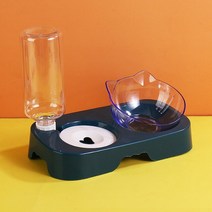 밥그릇 애견 스탠드가 있는 애완 동물 그릇 저장 디스펜서 강아지 음식 2-in-1 스플래시 방지 용기 높이 제, 08 BlueCat, [08] BlueCat