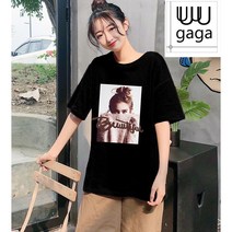 유유가가 빈티지 프린팅 오버한 루즈핏 박시한 반팔 티셔츠