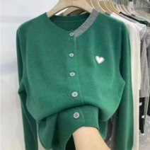 여성 라운드 데일리 니트 카디건 QWETY