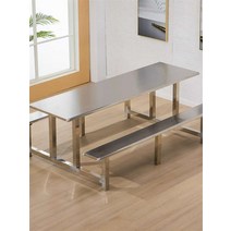 매점 식탁 의자 일체형 학교 구내식당 급식실 공장, 8인용 내화보드  스테인리스 브라켓