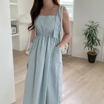 쥬쥬렐라 곱창 주름 민소매 포켓 주머니 나일론 멜빵 원피스 3컬러