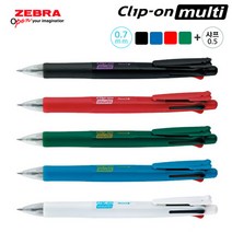 자꾸사 제브라 클립온 멀티펜 T 샤프 0.5mm+4색 볼펜 필기구 사무용품, IB 퓨어블루