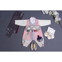 진선미 남아한복 절개깃 분홍 악세서리 한복소품 악세사리