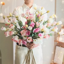 플라우스302 리시안셔스 조화 꽃다발 웨딩촬영 부케 실크플라워, A.화이트