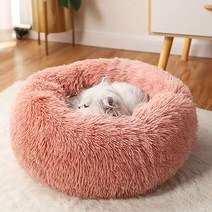더나나 강아지 고양이 도넛방석 폭신한 두툼한 겨울방석, 핑크