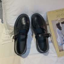 몬드스팟 2.5cm 여성 둥근코 투라인 심플 로퍼 블랙 (DM1225)