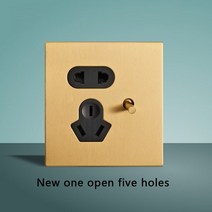 토글스위치 SANDIY 벽 스위치 스테인레스 스틸 패널 토글 220V 빈티지 조명 1-4 갱 2 웨이 골든 86*86mm, 19 one open five holes