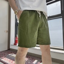 남녀공용 린넨 바이오워싱 편한4부 스판 밴딩반바지 4컬러