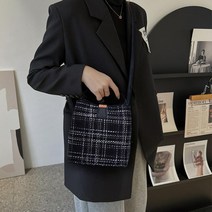 유니크 체크 페턴 트위드 스퀘어 토트백 크로스백