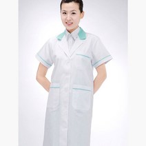 병원 배색 반팔 여성용 영양사 의사 가운 올리브 유니폼_[230407EA], XL