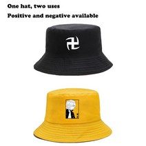 도쿄 복수 자 모자 만화 남성 여성 모자학생 야외 모자, 02 Blakc yellow
