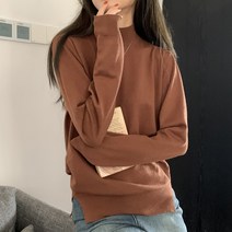 앙반팔니트 오77 심플 4색 신 와이드 루즈핏 트임 상의 베이스 타입 이너티셔츠 여성 2022 4107763800