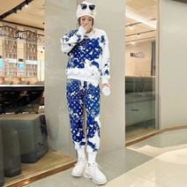 여성 명품스타일 간절기 벨벳 트레이닝복 신제품 프린트 스포츠 및 레저 정장 순수한면 양털 스웨터 패션 피트니스 운동복상하의 투피스 세트 10