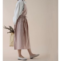 프로방스 방수린넨 원피스 앞치마, 1개, 파스텔 생활방수 롱 앞치마(핑크)