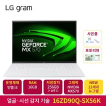 2022 LG전자 그램 16ZD90Q-SX56K (40.6cm 인텔12세대 앨더레이크 CPU NVMe 256GB 16GB), WIN10 Home, 16GB, 512GB, 코어i5, 스노우화이트