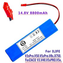 로봇청소기 배터리 호환 ILIFE V3s Pro V50V55 V5s V8s X750 로봇 진공 청소기 용 100% 새 14.8V 12800mah 18650 리튬 .., [01] 14.8 볼트, [03] 8800mAh