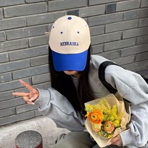 DFMEI 남여공용 레터링 자수 야구모자 캐주얼 배색 캡 모자