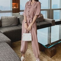 TFS 2022 여름 여성점프수트 카고 팬츠 쉬폰 점프수트
