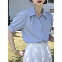 숙녀옷장 여성 카라넥 셔링 반팔 블라우스 S225