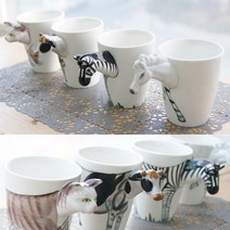 입체머그컵(동물농장2)-물컵잔-사무실컵-선물, 얼룩말