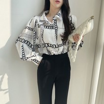러블리아미에 / 아미에 /체인 배색 실키 블라우스 2color