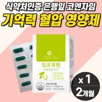 식약처 징코 은행잎추출물 코엔자임 아연 비타민 중년여성 혈액순환 영양제 기억력향상 보조제 부모님 뇌혈관 예방 머리 아플 때 먹는 기억력저하보조제 손 발 다리 두뇌 약2개월분