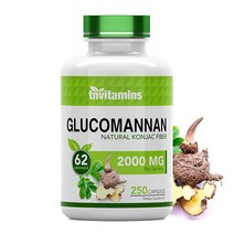 Tnvitamins 글루코만난 캡슐 2000 MG 250개 | 천연 곤약 뿌리 섬유 추출물 파우더 보충제 | 용해성 식이 및 소화 섬유 알약 | 미국 제조 | GMO 프리 및