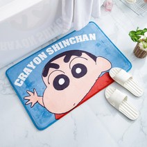 짱구 캐릭터 욕실 발매트 두툼한 주방 화장실 현관 발판 크레용 신짱 일러스트 러그, 블루 짱구 (스펀지)