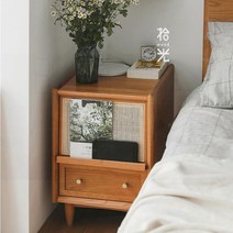 라탄 사이드 테이블 틈새 협탁 일본식 침대 탁자 콘솔, H