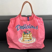 일본 볼 체인 대용량 캔버스 클러치 옥스포드 포대 자수 나일론 쇼핑백 핸들 숄더