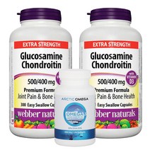 Webber Naturals 글루코사민 비타민D3 함유 300정-2병(오메가3 60정 무료증정!)쉽게삼킬 수 있어요~, 2병, 844