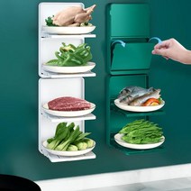 주방 반찬 선반 접이식 벽걸이 반찬 접시 수납 선반, 그린 2개