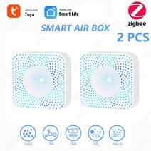 TuyaZigbee 스마트 공기 품질 모니터 CO2 미터 센서 자동 경보 VOC HCHO PM2.5 가스 측정기 온도 습도, 06 2 피스S