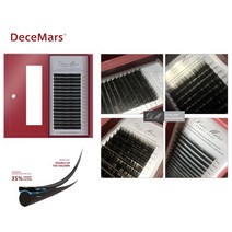 Decemars 속눈썹연장 타원형 납작모 무광 밍크 검정색 16줄 인조 가속눈썹, 1개, 0.15 mm C컬 11 mm