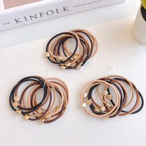 미다미 [30P지퍼백세트] 브라운톤 심플 대용량 기본 머리끈세트