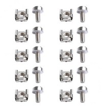 GHSHOP 2-10팩 10팩 로트 - M6*20 랙 마운트 케이지 너트 및 나사(와셔 포함) - 정사각형, 10개, 은, 철, 10개
