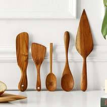 Teak Wood 100% 통원목 베이커리 이유식 우드 고급 조리도구, 스패치