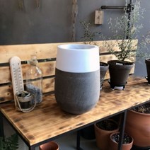모던 테라스톤 화분 타원형 20x34cm 화이트-투톤, 1개