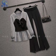 셀럽당 여 세트 남방 슬림핏 와이드 팬츠 투피스