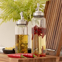 열탕소독가능 눈금표시 자동형 오픈 내열유리 오일병, 300ml