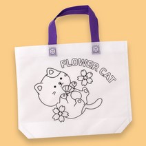 [아이디몬] 그리기 부직포가방 대 6종 만들기 약32.5x26cm 그리기 에코백 밑그림 도안 색칠 DIY, 고양이
