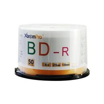 XtremPro Bd-R 6X 25GB 135분 블루레이 50팩 스핀들 빈 디스크 - 11053 미국출발105939