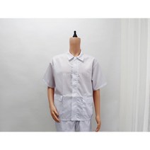 [제전복 반팔상의] Y카라 화이트 작업복반팔 방진복 크린룸 정전기방지 무진복 반도체복, 2XL, 1개